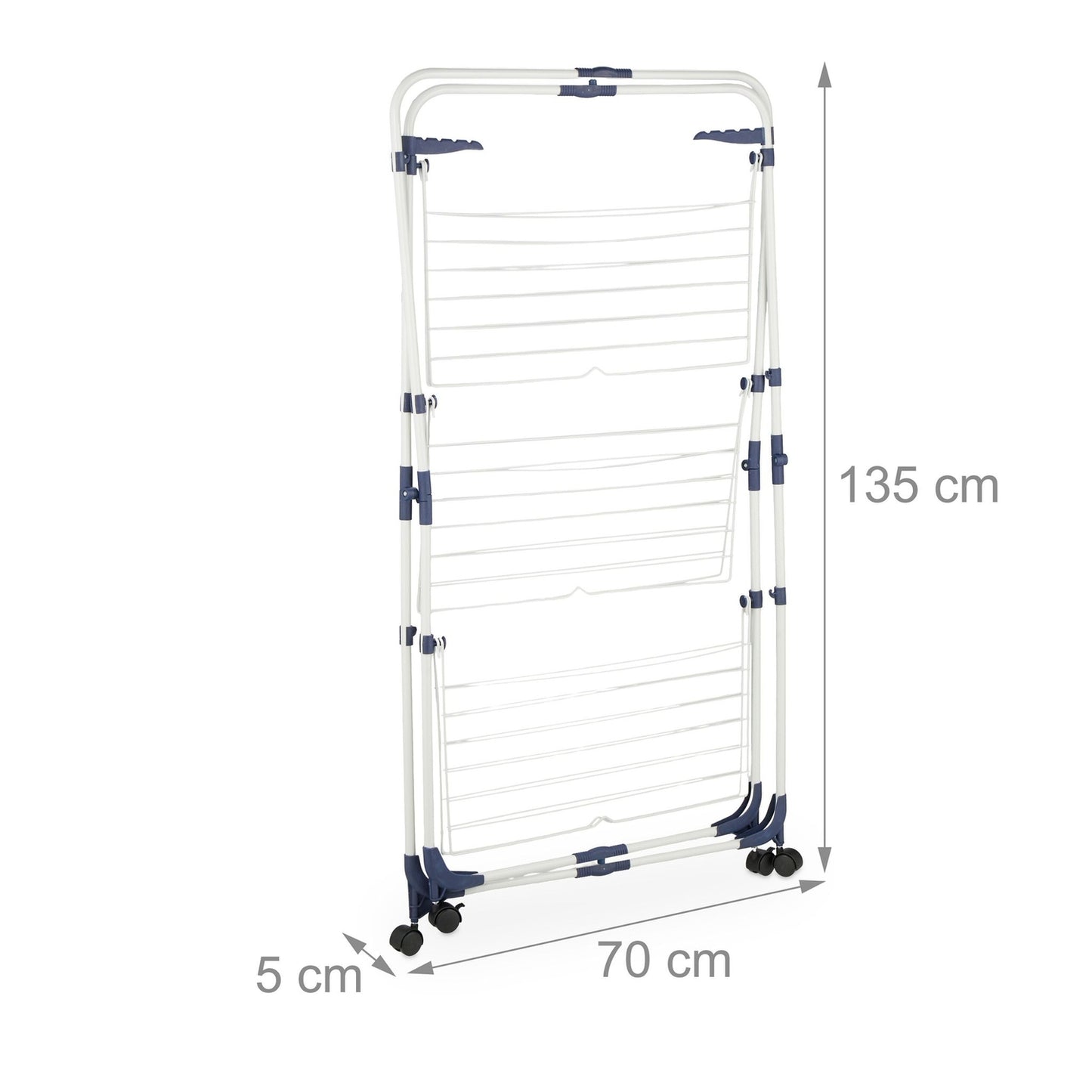 Clothes Airer on Wheels, 3 Tiers, Foldable, Space-Saving