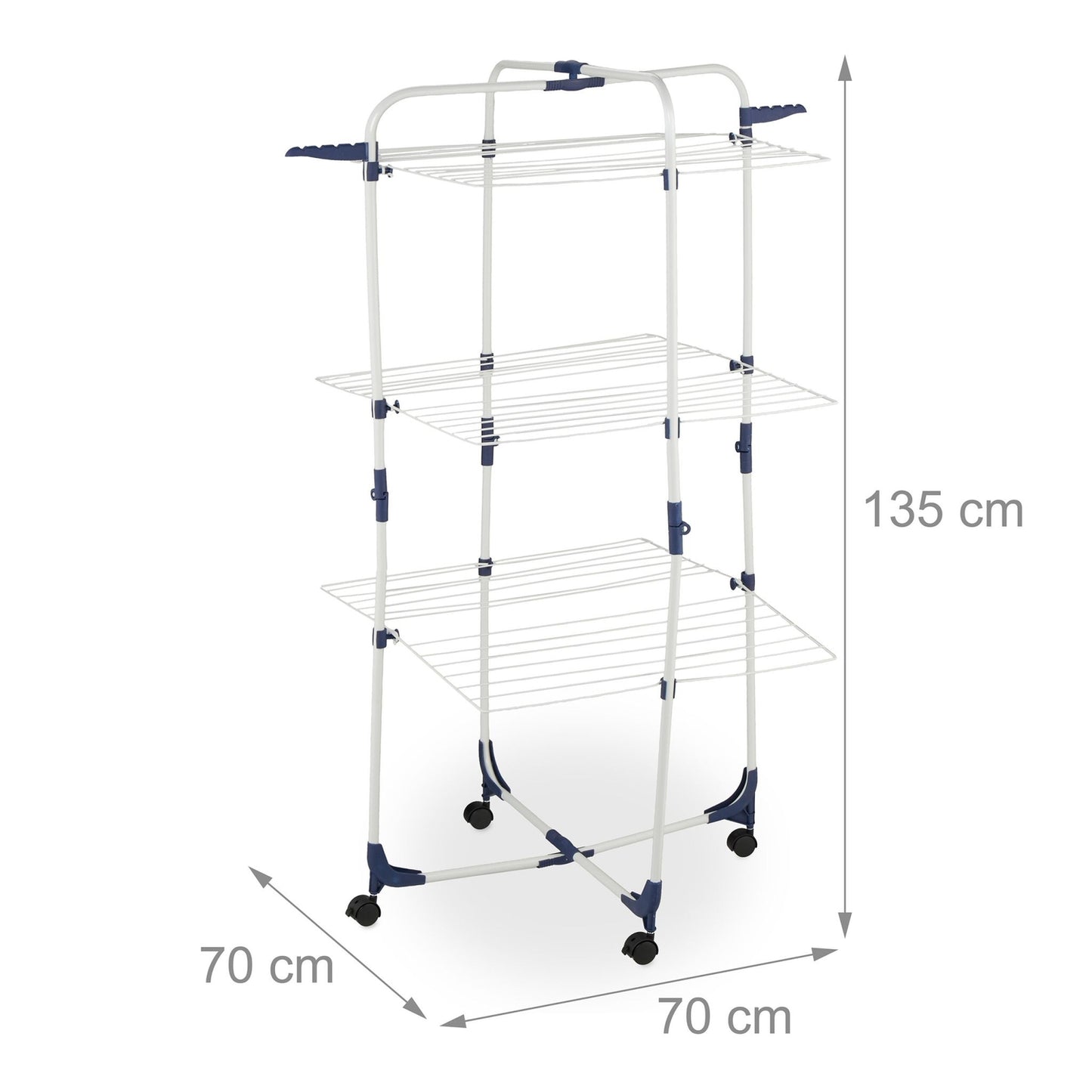 Clothes Airer on Wheels, 3 Tiers, Foldable, Space-Saving