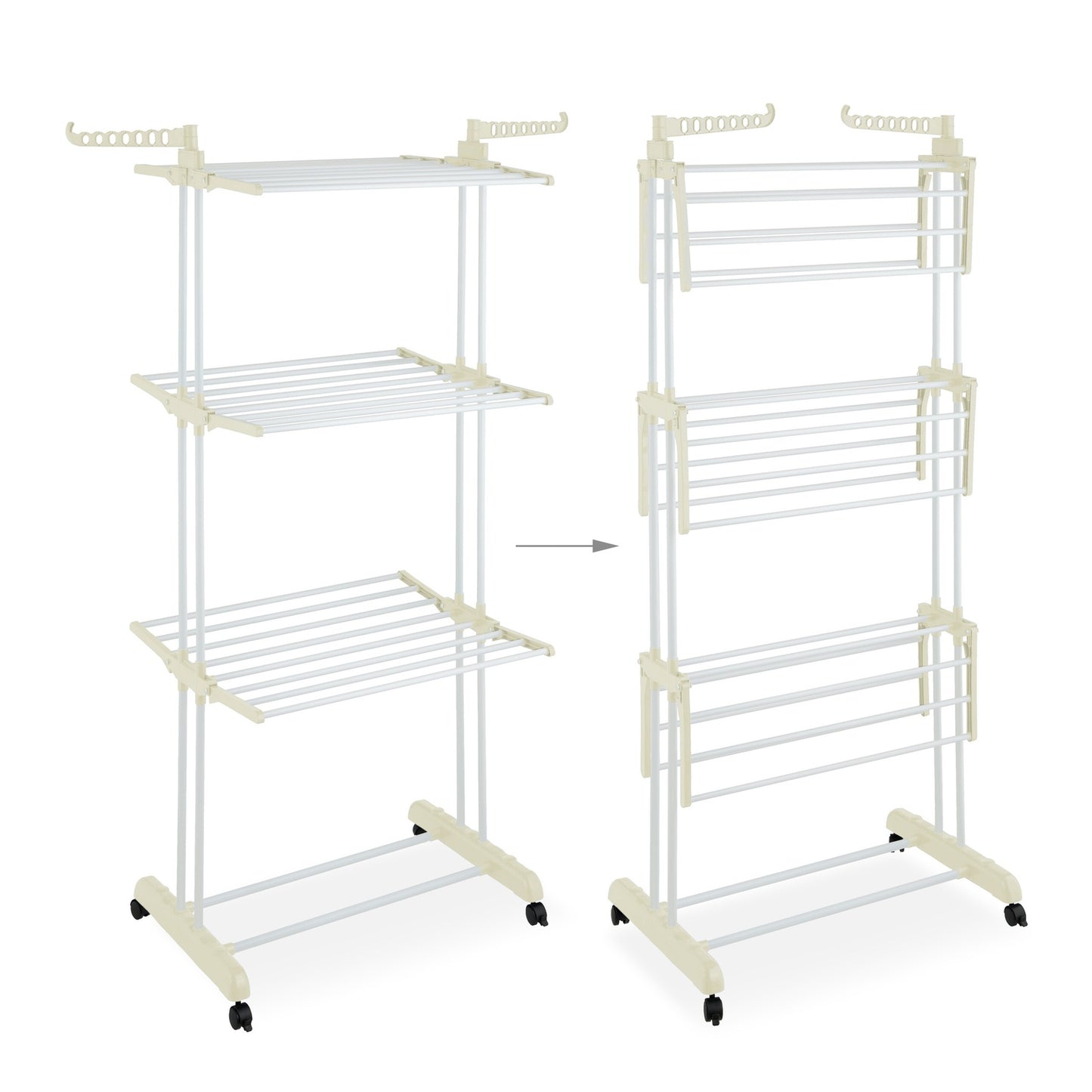 Clothes Drying Rack with Wheels and Foldable Wings