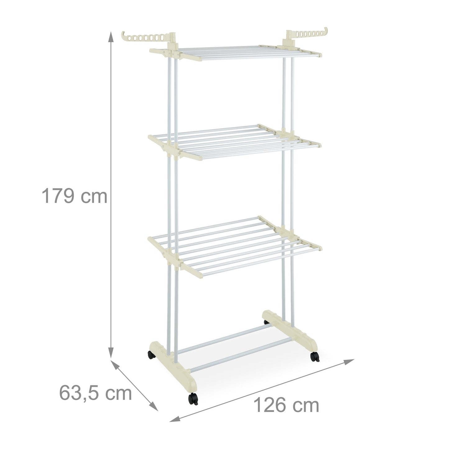Clothes Drying Rack with Wheels and Foldable Wings
