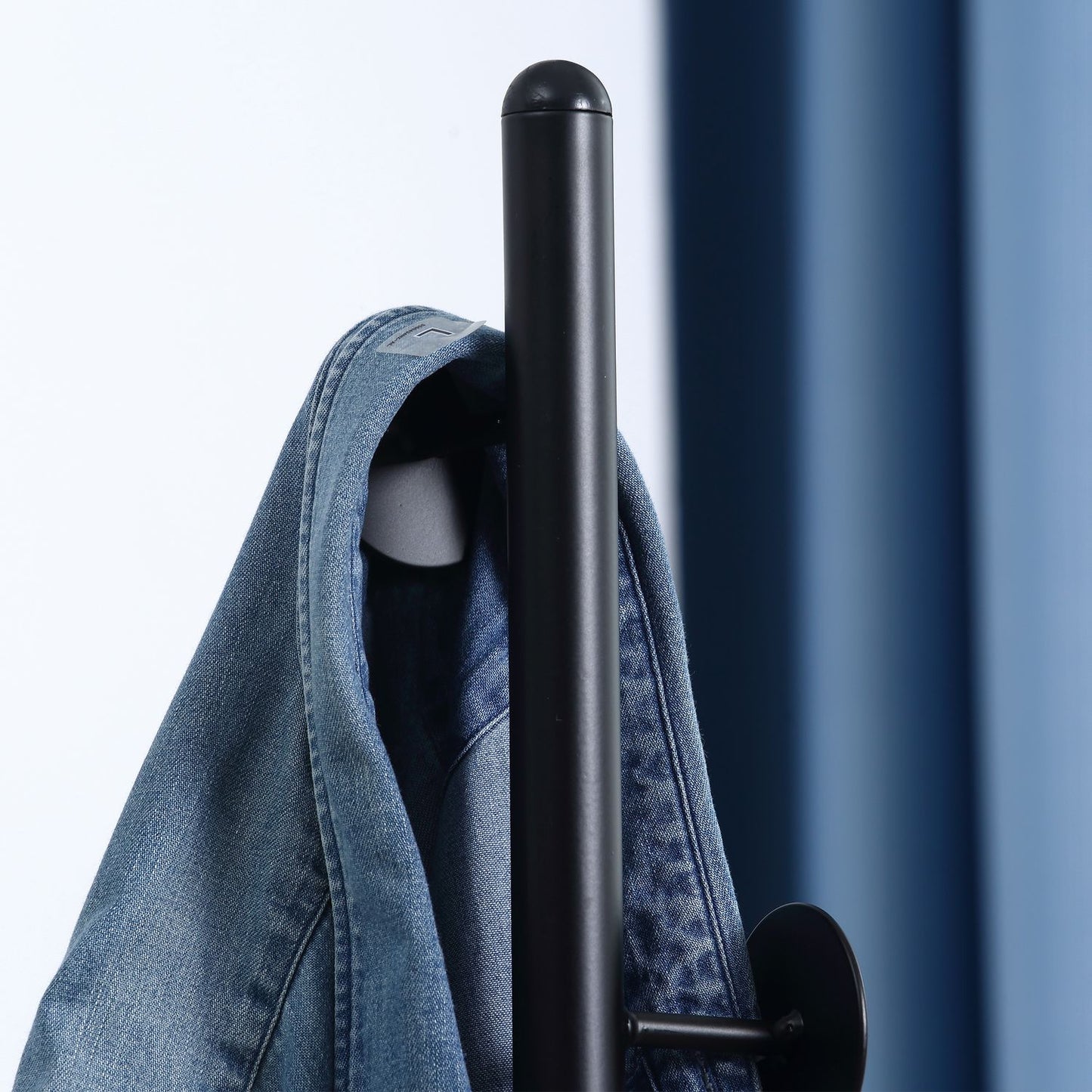 Steel coat rack - 8 hooks, black, 170 cm