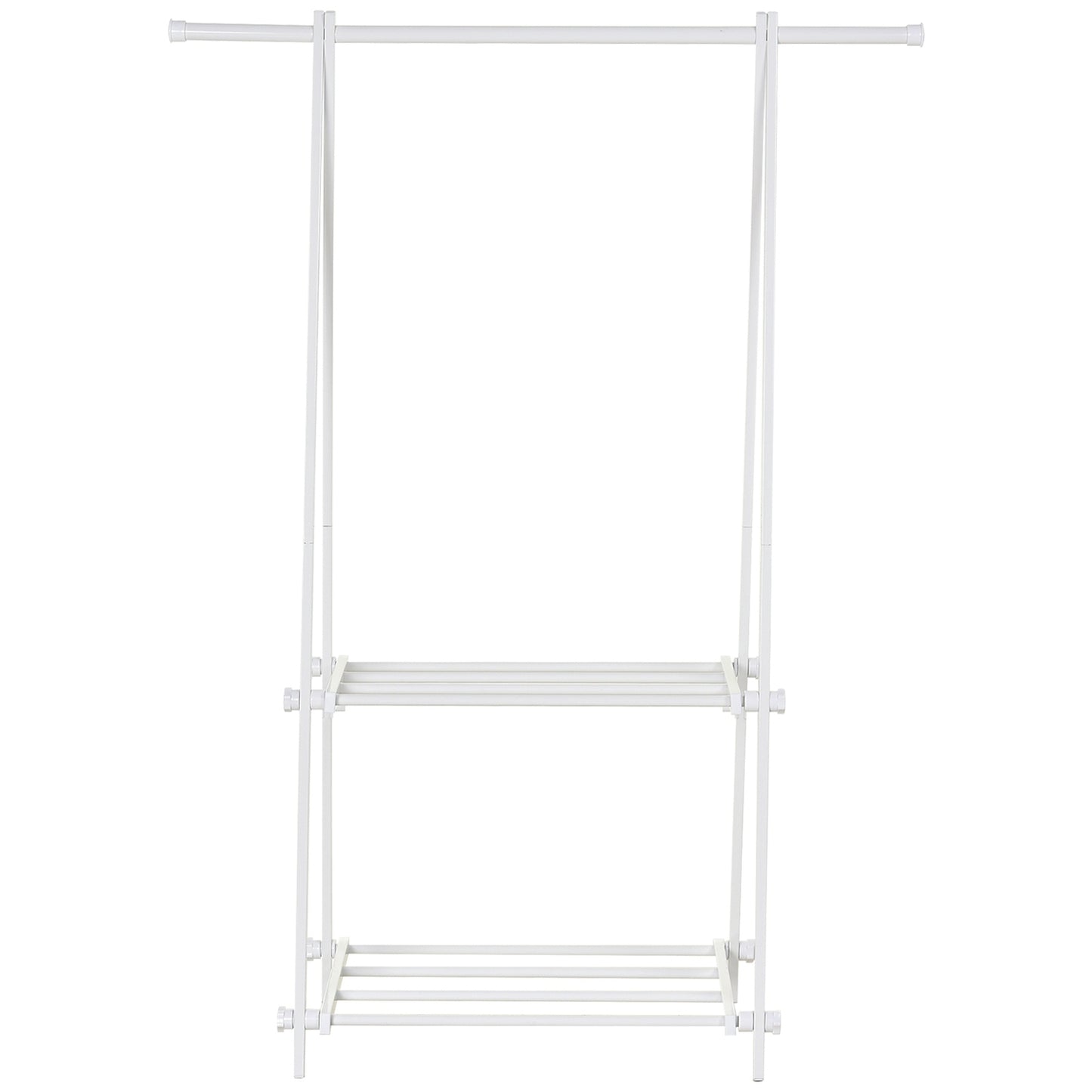 Steel coat rack with shoe shelf, white, 107.5x45x150 cm