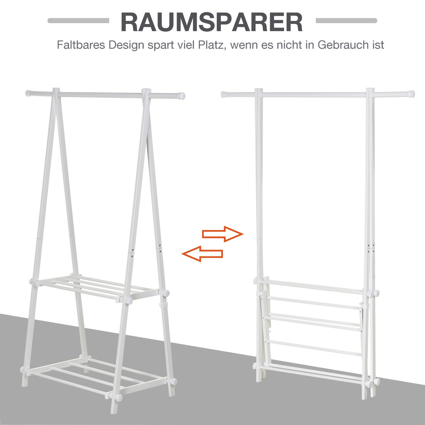 Steel coat rack with shoe shelf, white, 107.5x45x150 cm