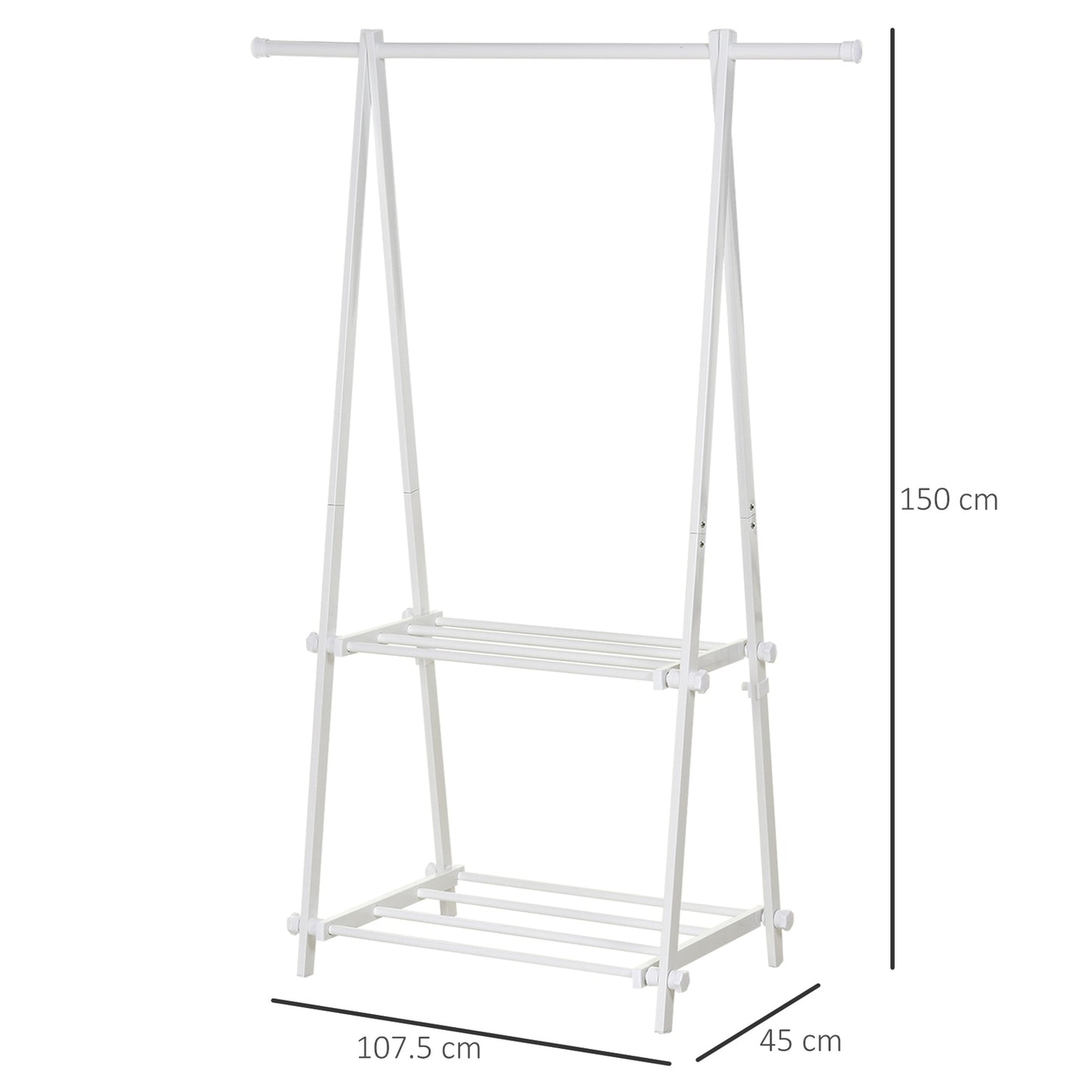Steel coat rack with shoe shelf, white, 107.5x45x150 cm