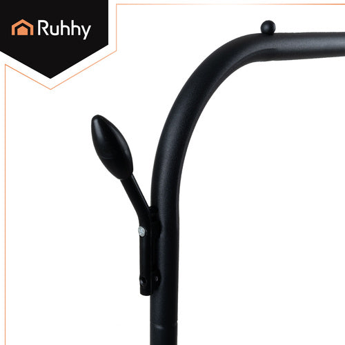 Clothes Rack on Wheels with Shelf & Hooks, Black