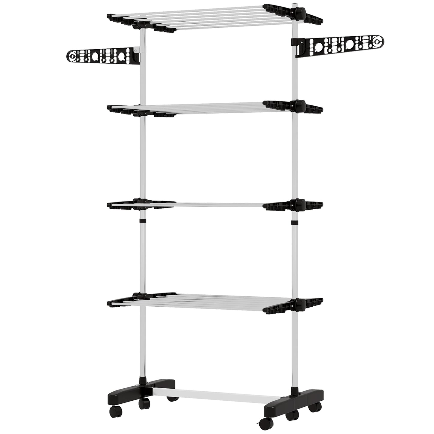 Clothes airer with wheels, folding wings - steel, 142 x 55 x 172 cm