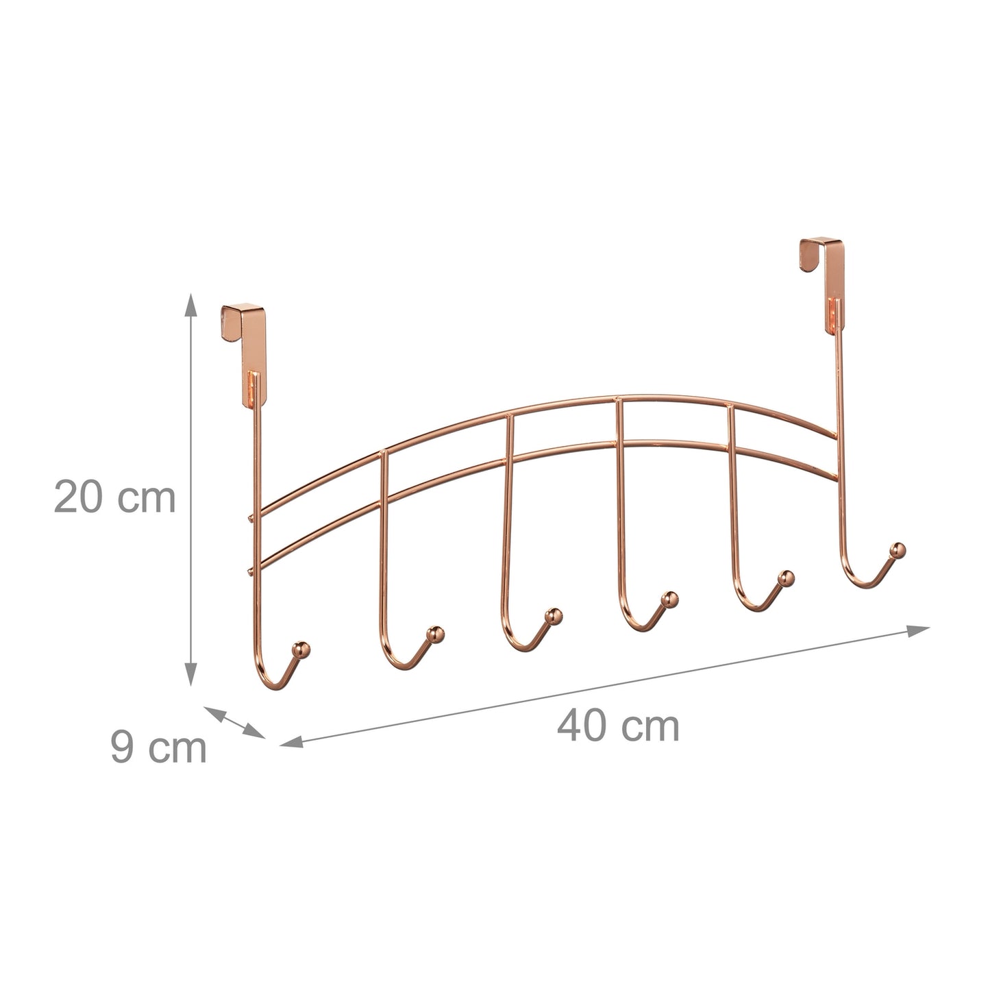 Clothes hanger for door with 6 hooks