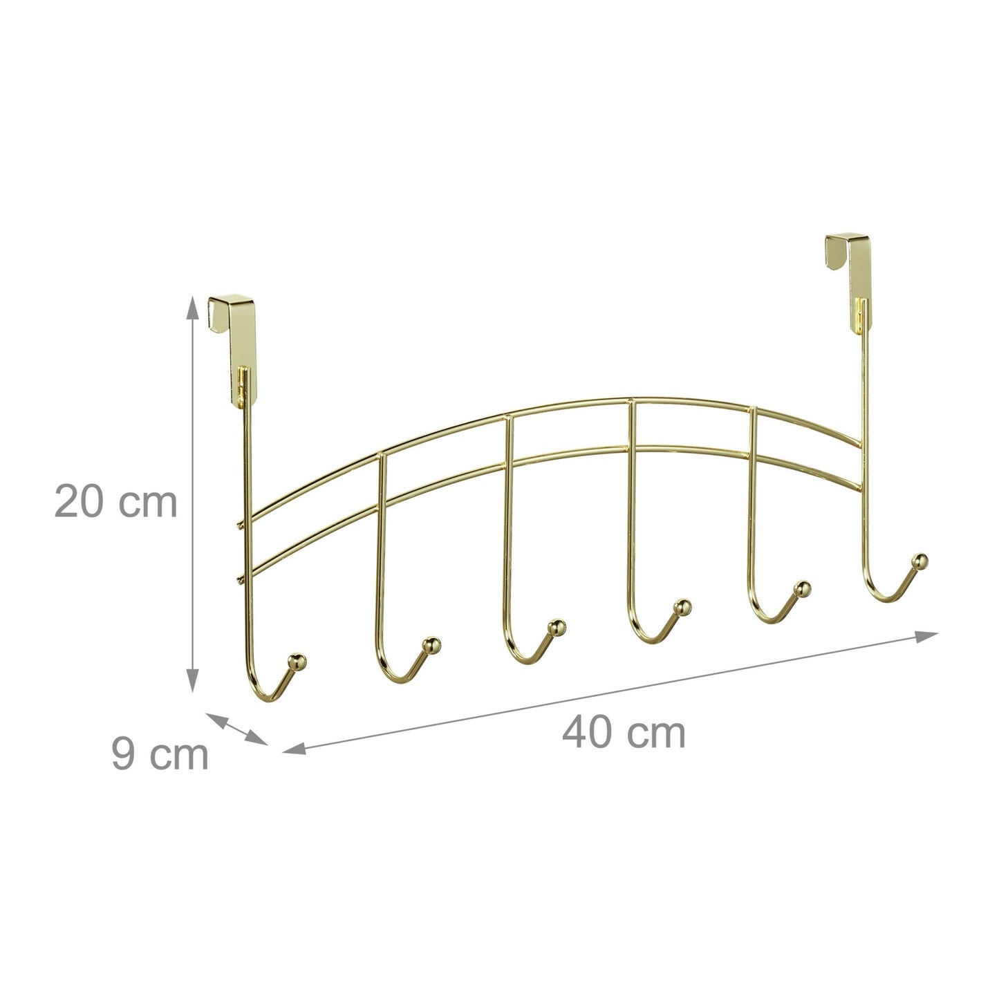 Clothes hanger for door with 6 hooks