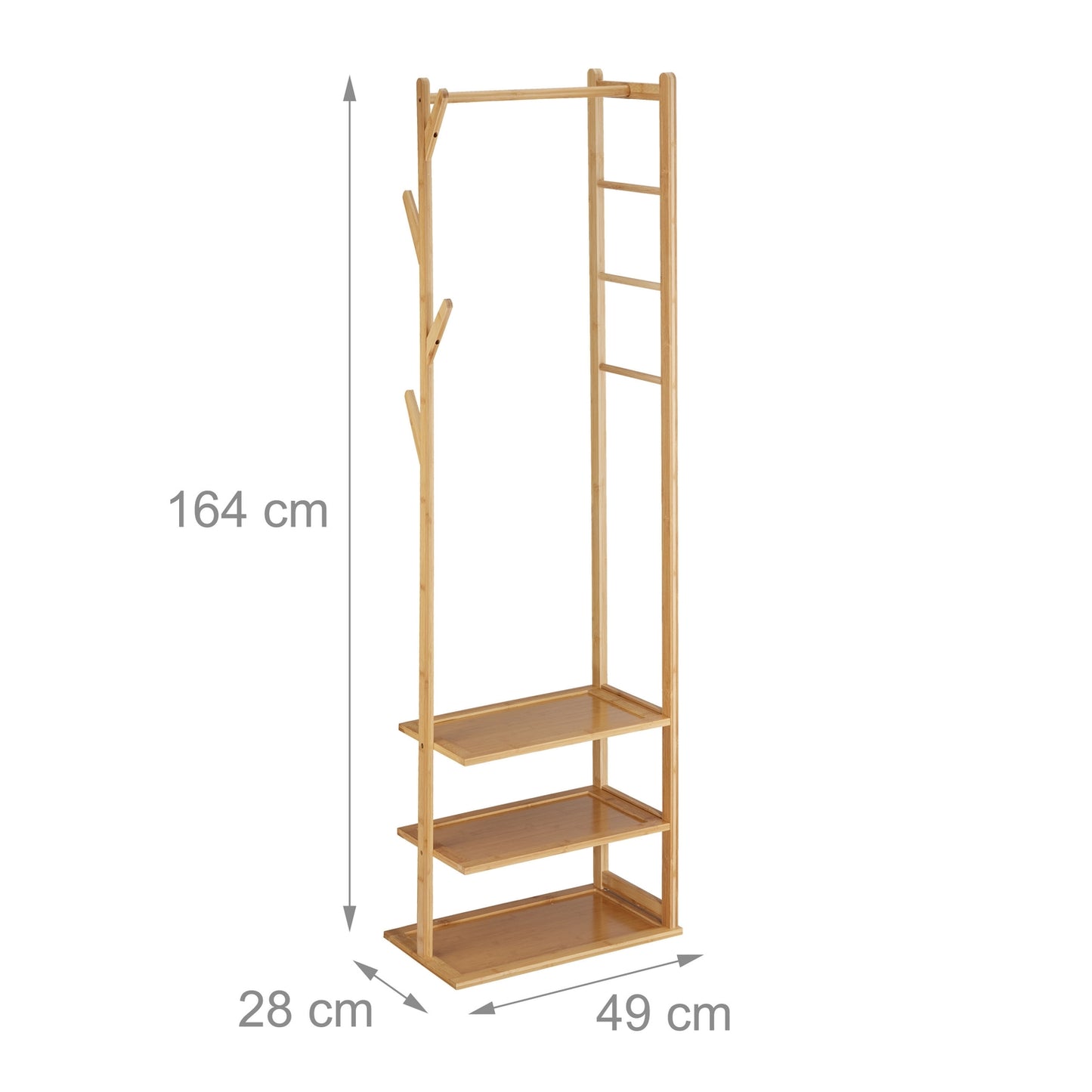 Clothes hanger in bamboo with 3 shelves
