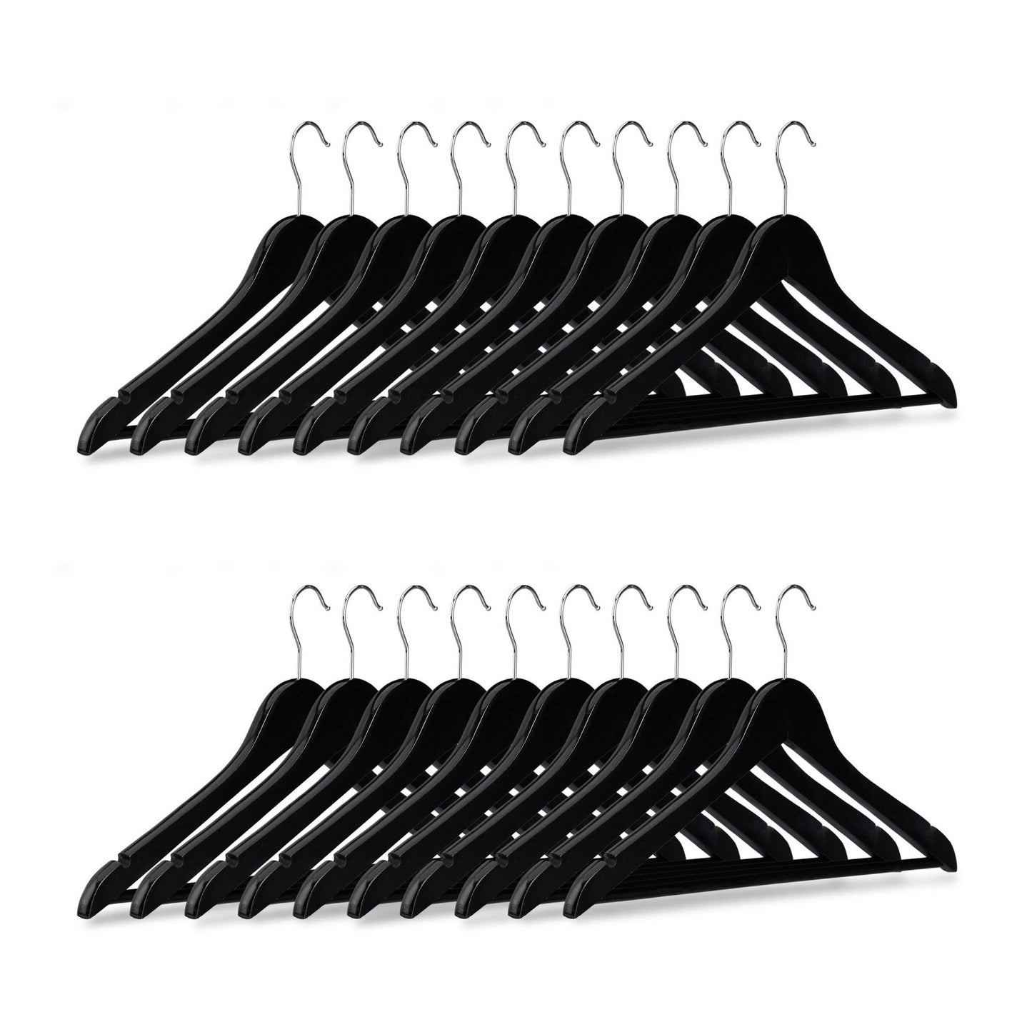 Clothes hangers with trouser bar, set of 20