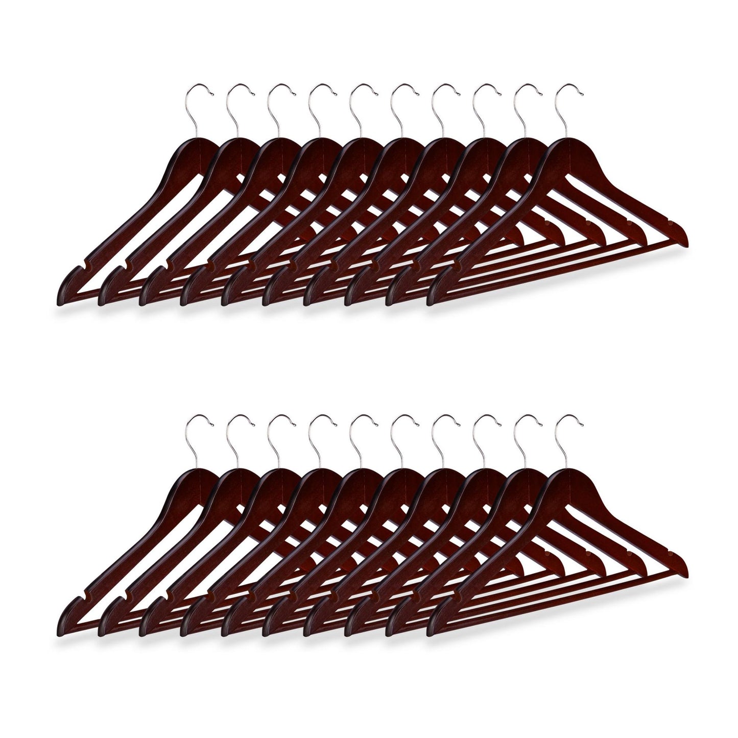 Clothes hangers with trouser bar, set of 20