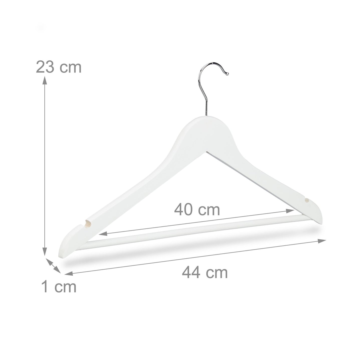 Clothes hangers with trouser bar, set of 20