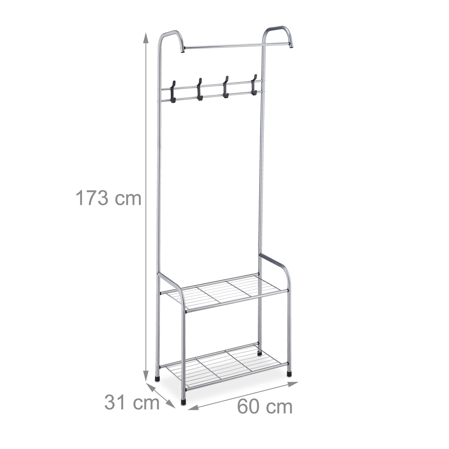 Clothes hanger with 2 shoe shelves