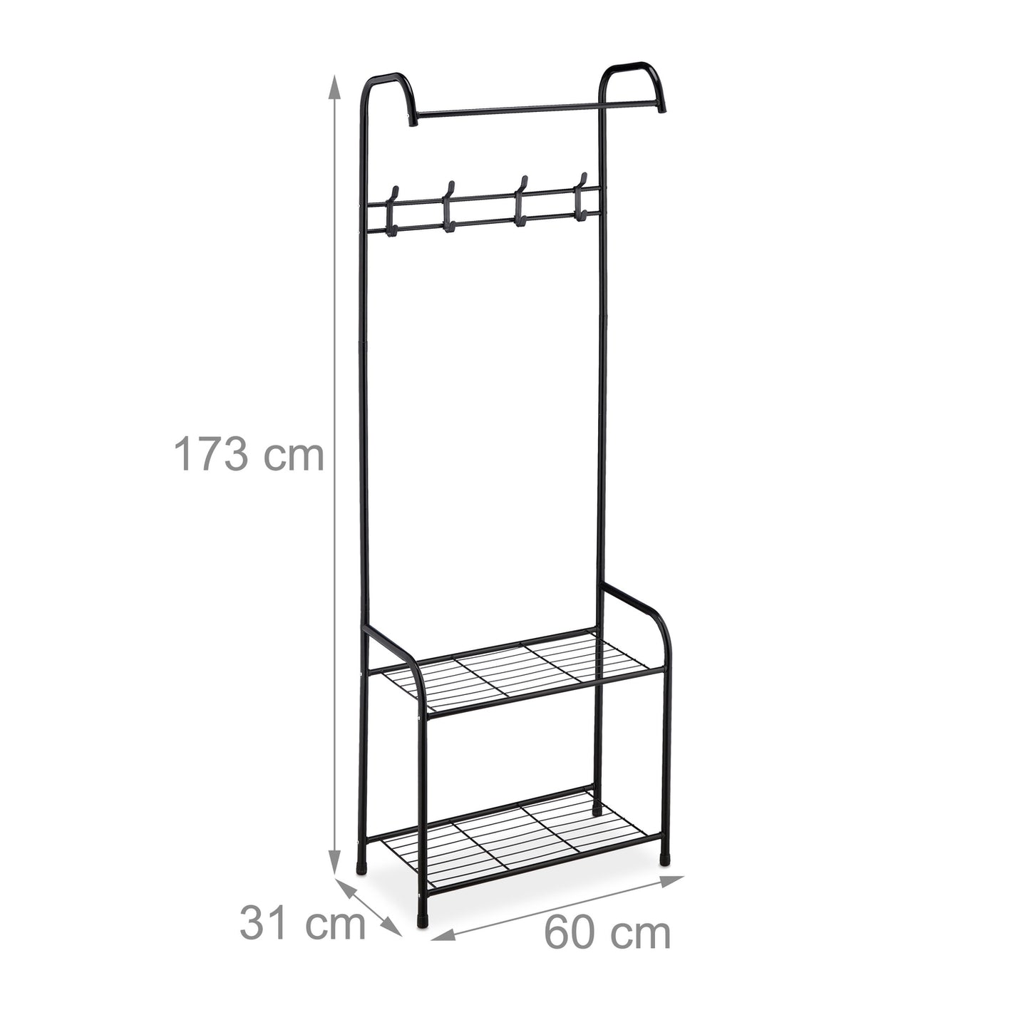 Clothes hanger with 2 shoe shelves