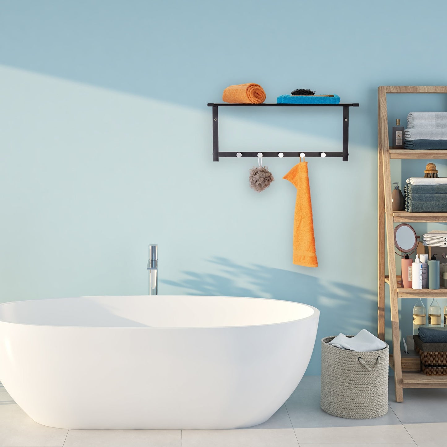 Clothes hanger with shelf