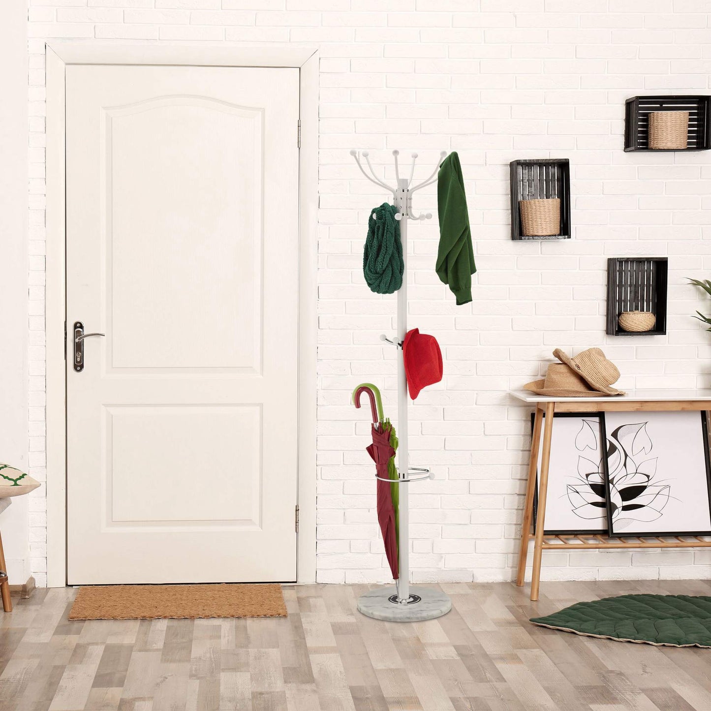 Clothes hanger with umbrella stand