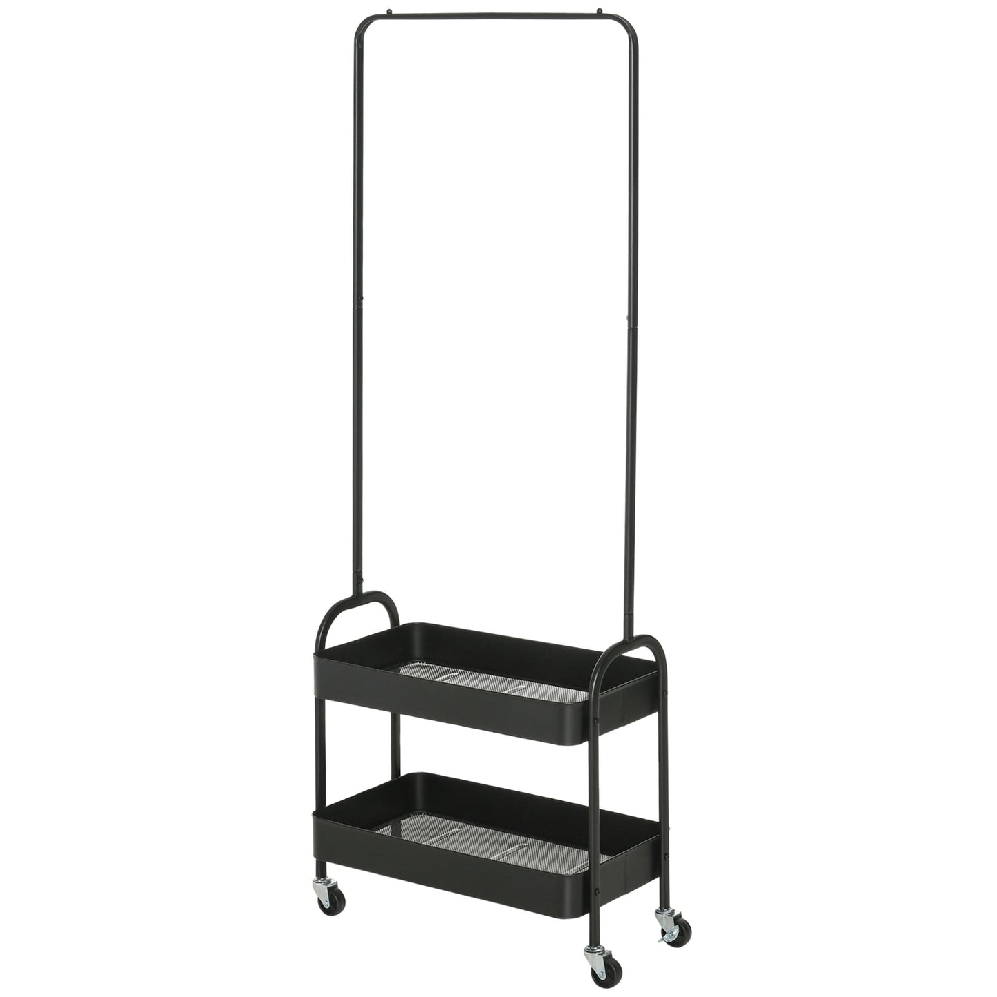 Steel Clothes & shoe rack on wheels, 16 kg capacity, black
