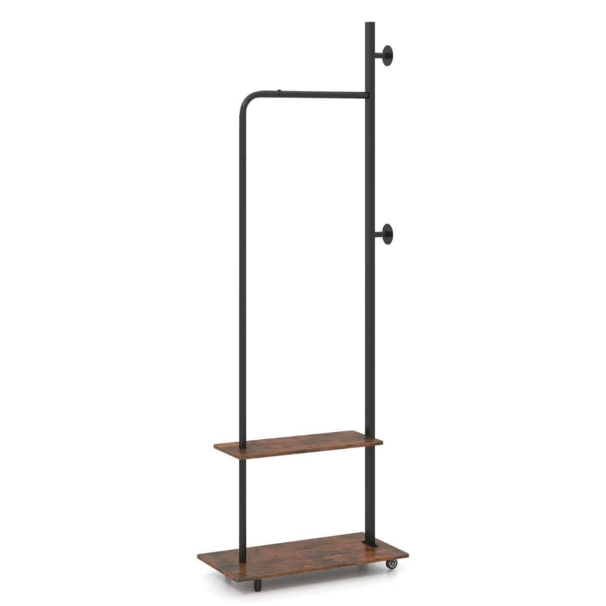 Clothing Rack on Wheels with Hooks, 60x30x175 cm, Brown