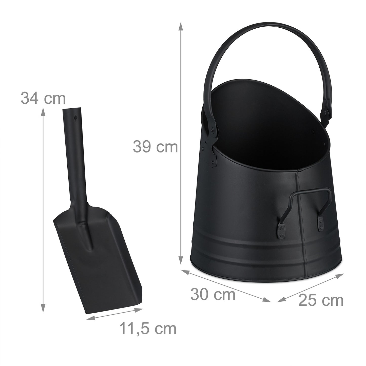 Coal Bucket with Shovel – 6.5L Iron, Fireplace & BBQ
