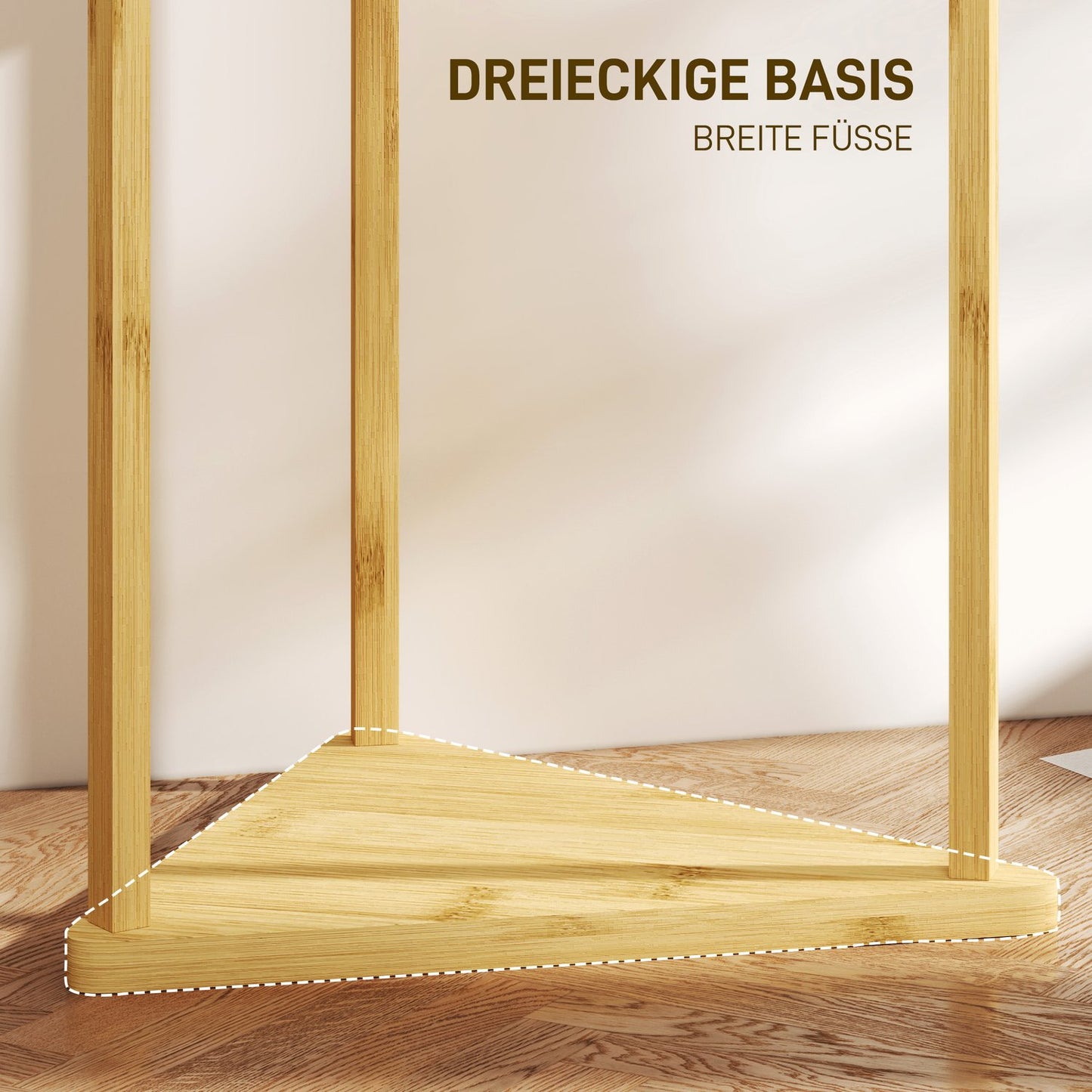 Bamboo clothes hanger with 8 hooks - adjustable entrance rack