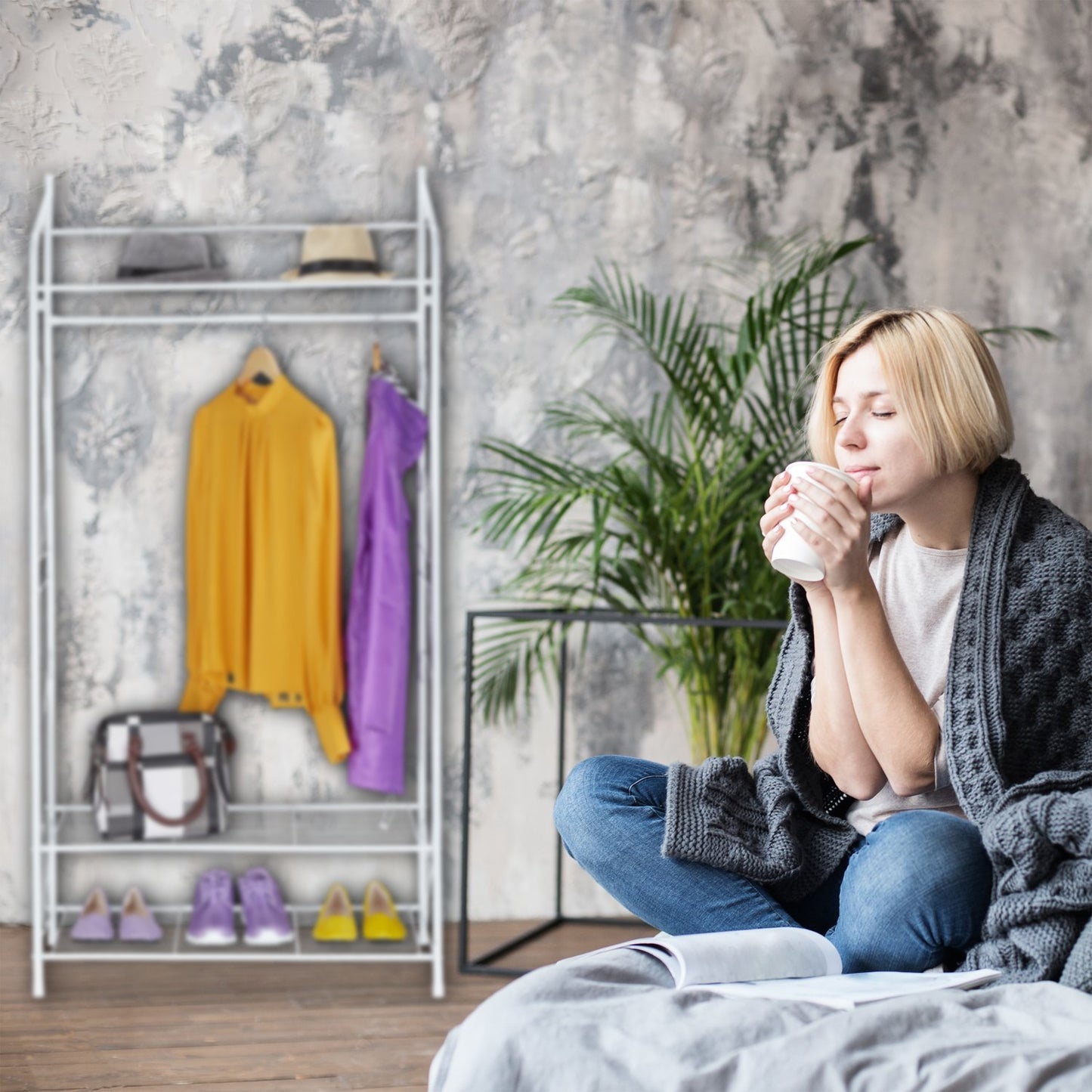 Coat Rack With 3 Shelves