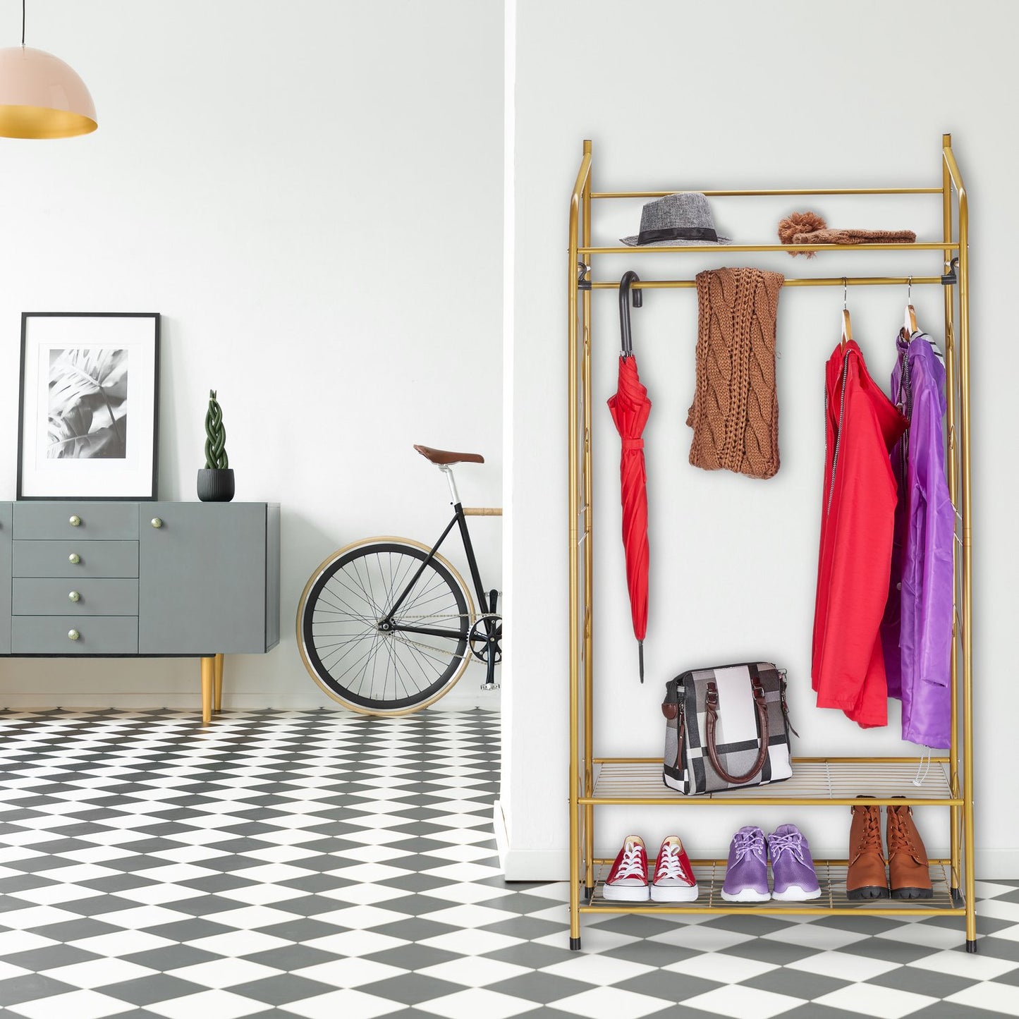 Coat Rack With 3 Shelves