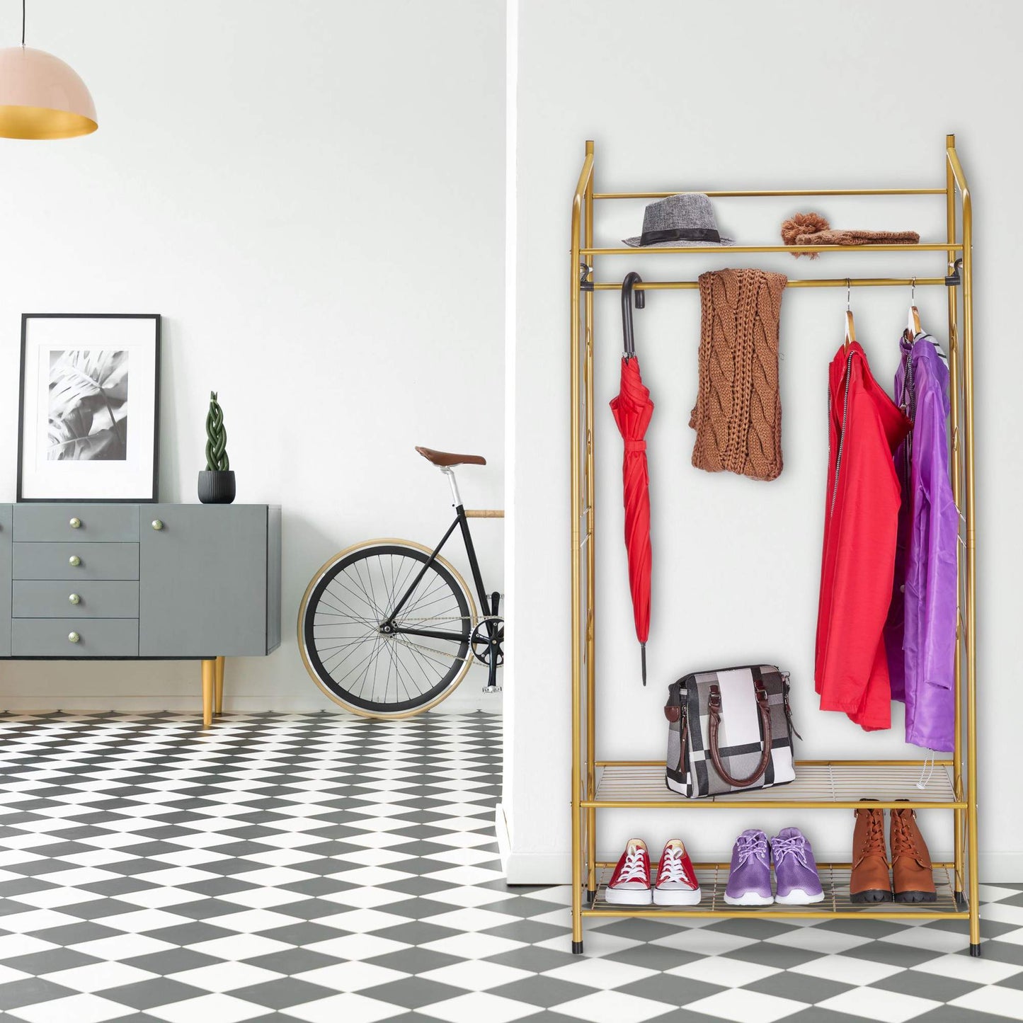 Coat Rack With 3 Shelves