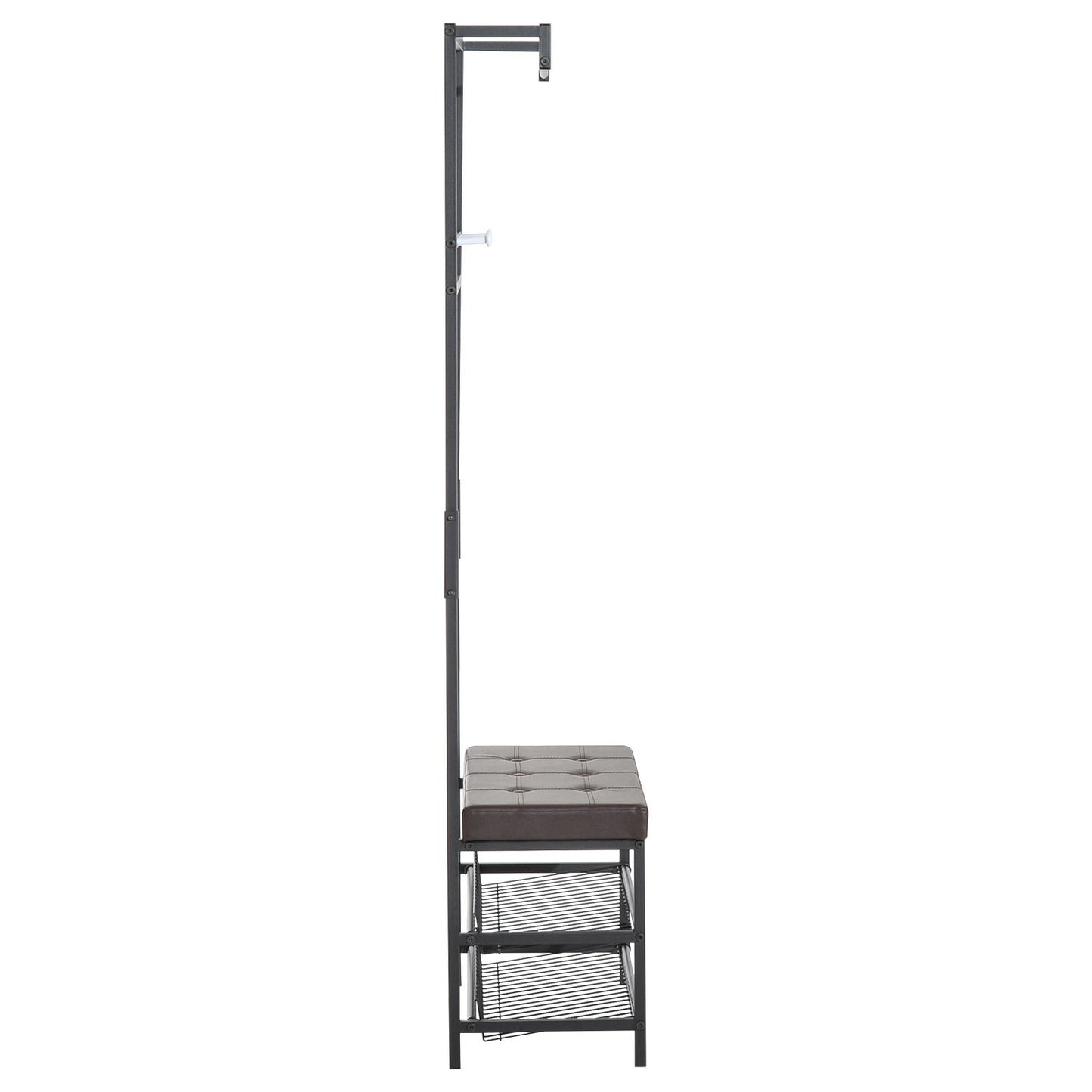 Coat Rack Bench Combo with metal frame and storage shelves