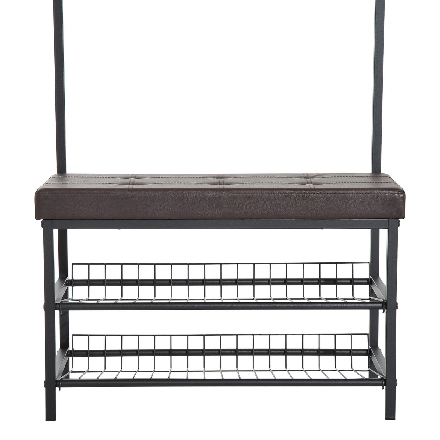 Coat Rack Bench Combo with metal frame and storage shelves