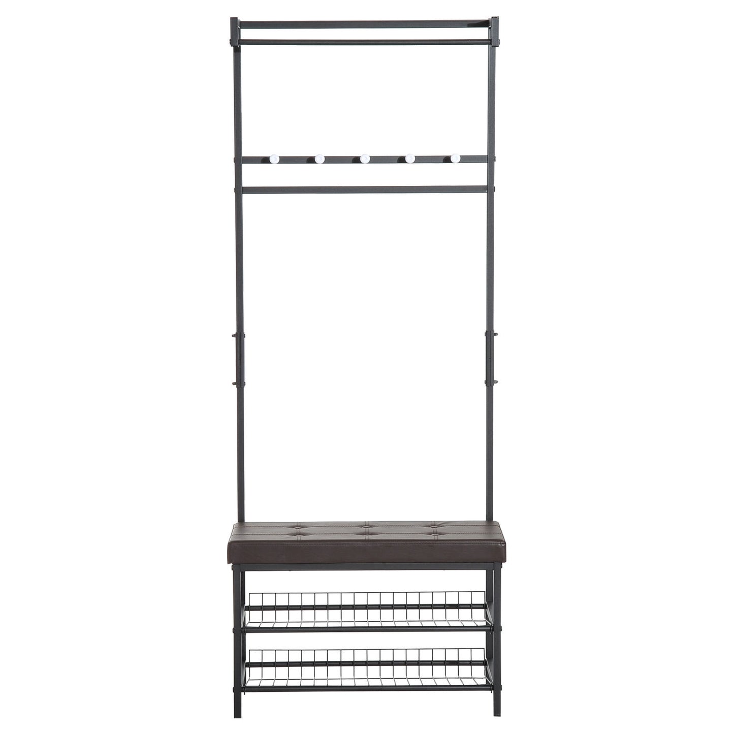 Coat Rack Bench Combo with metal frame and storage shelves