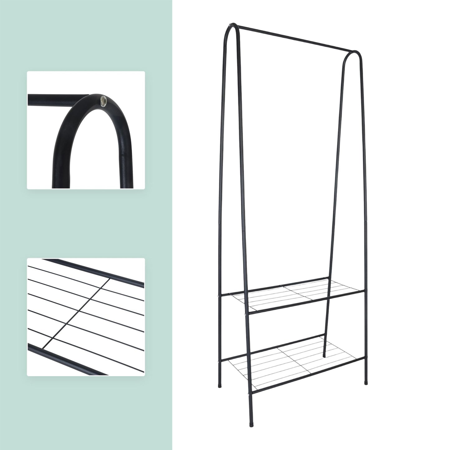 Coat Rack with 2 Shelves – Space-Saving Iron Design