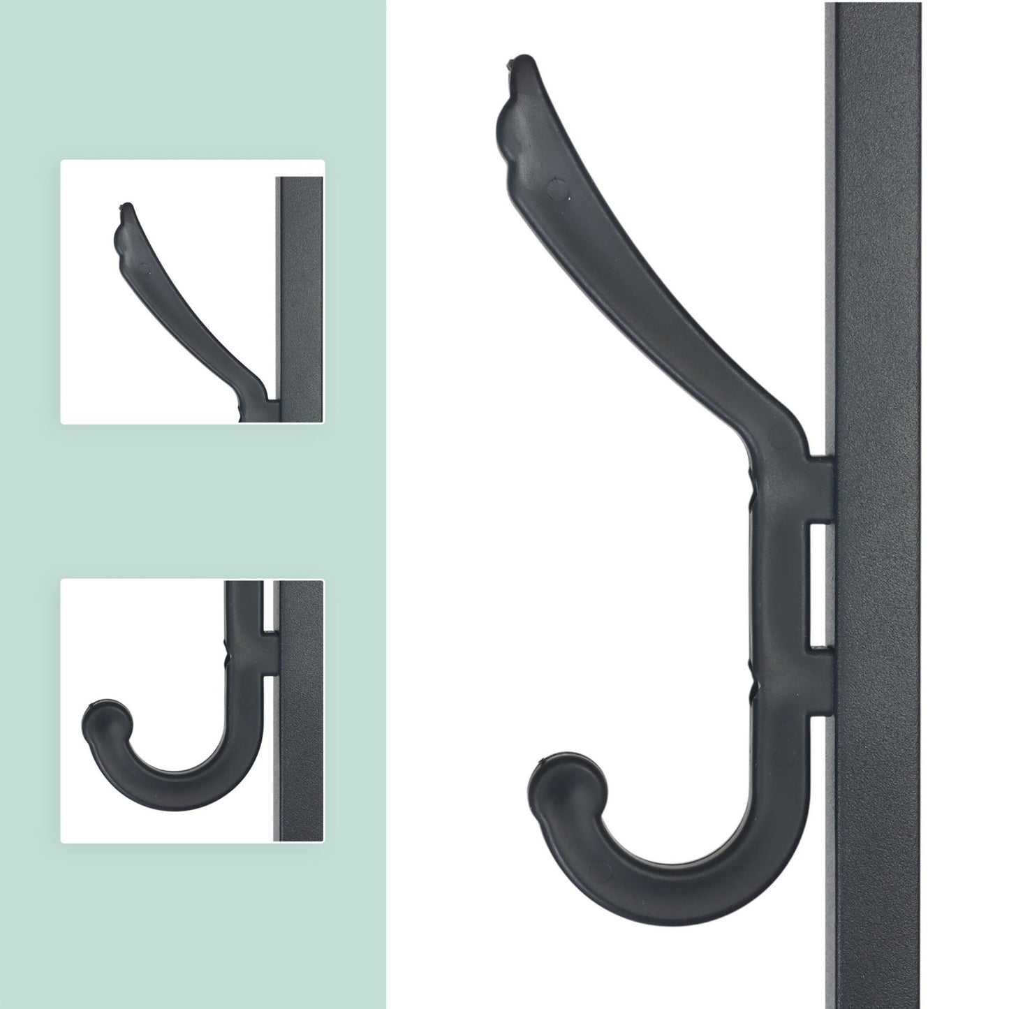 Coat Rack with 8 Hooks & 4 Shelves, 180 cm