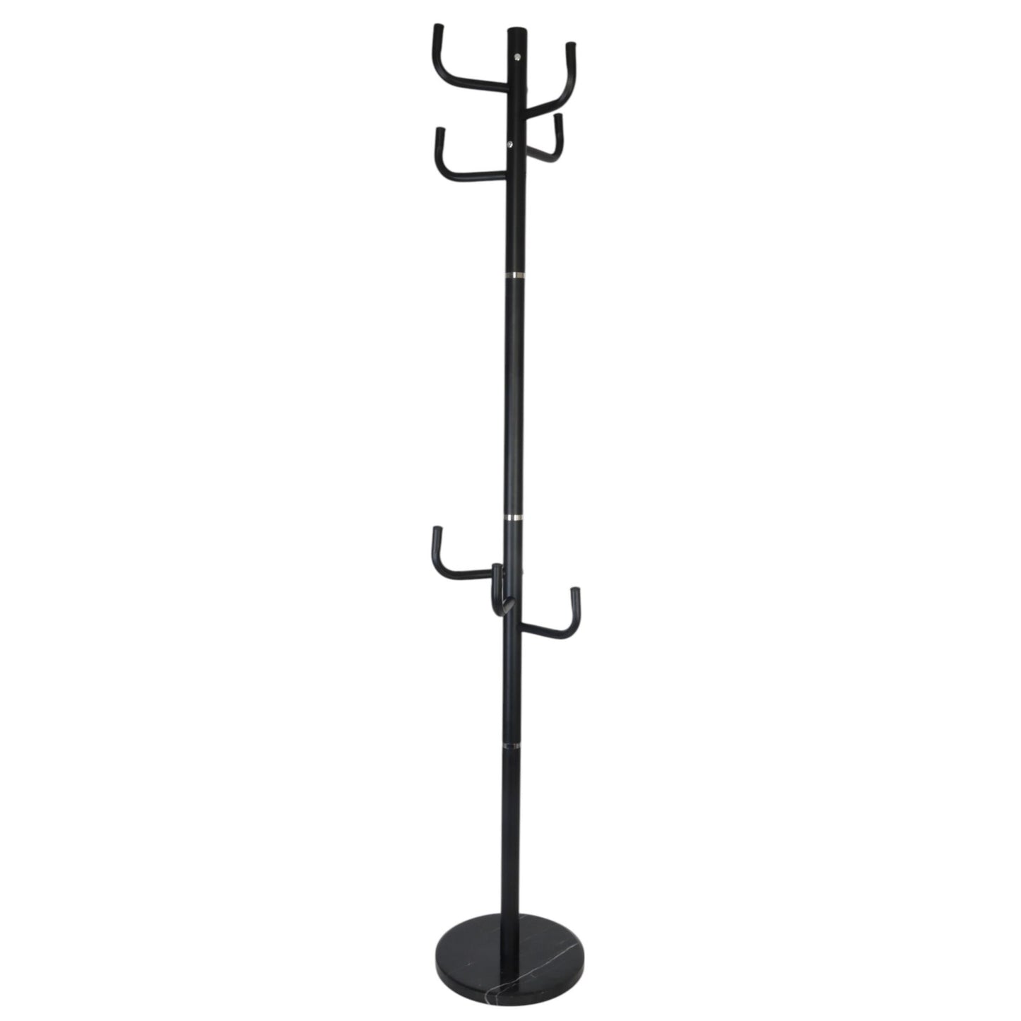 Coat Rack with 8 Hooks, Iron Frame, Marble Base
