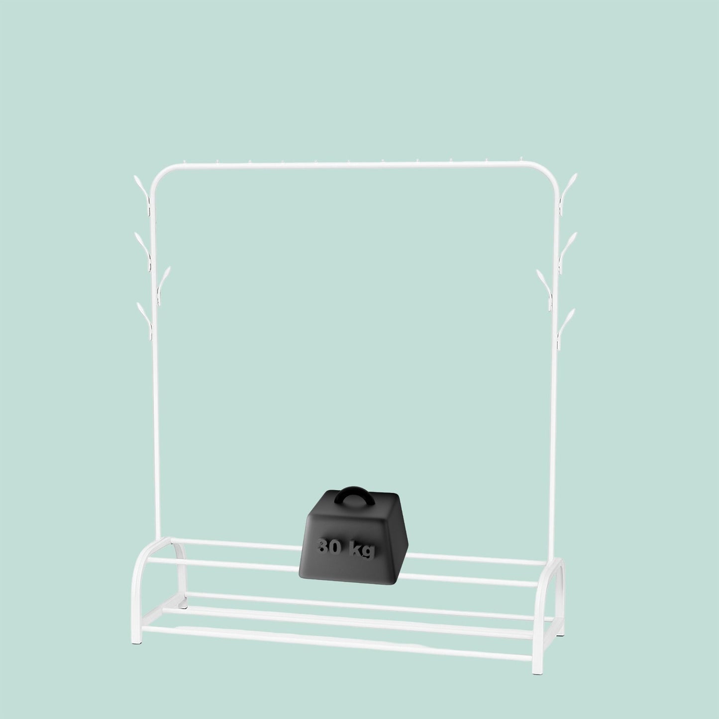 Coat Rack with Clothes Rail, 2 Shelves, 8 Hooks