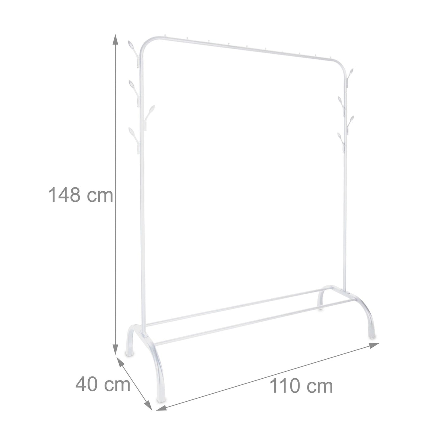 Coat Rack with Shelf and Hooks – Iron, Free-Standing