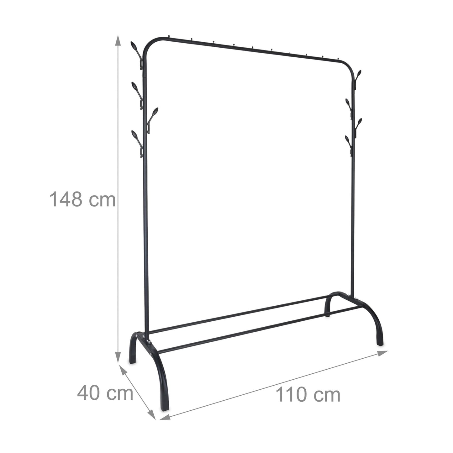 Coat Rack with Shelf and Hooks – Iron, Free-Standing