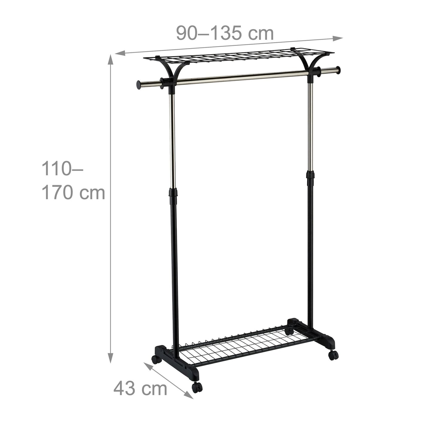 Coat Rack with Shelves and Wheels – Adjustable Storage