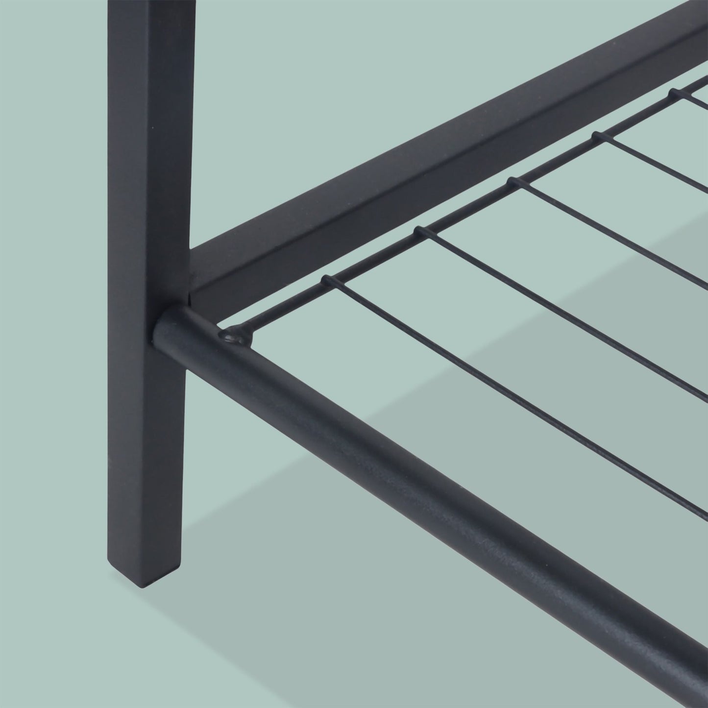 Coat Rack with Shoe Storage – Iron, 2 Hook Rails, 4 Shelves