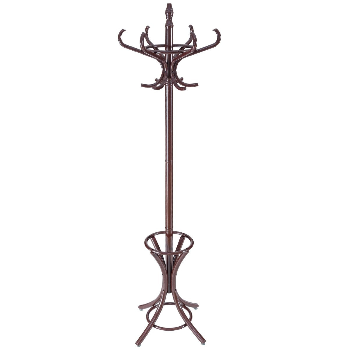 Coat Rack with Umbrella Stand, 12 Hooks, Brown