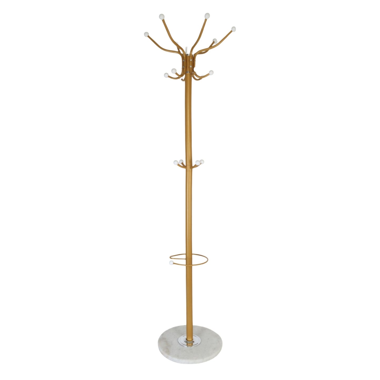 Coat Rack with Umbrella Stand, 16 Hooks, Marble Base