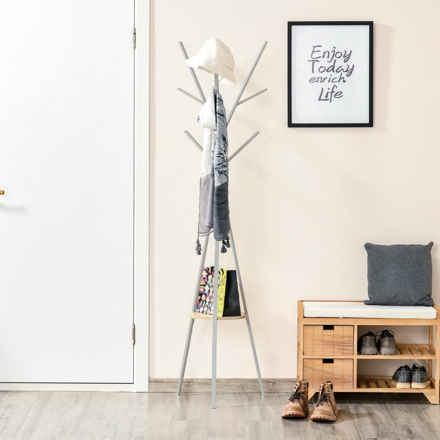 White metal clothes rack - Clothes rack, 45x45x180 cm
