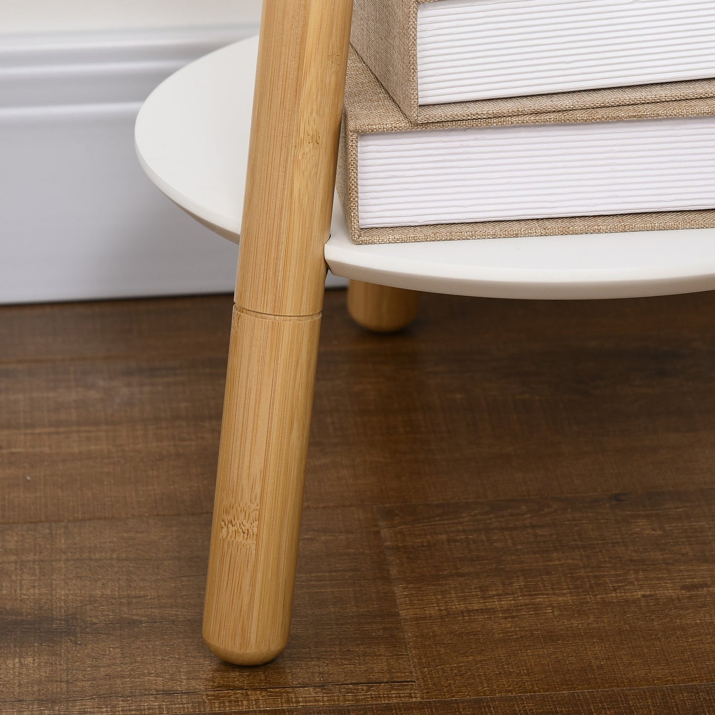 Clothes rack with 5 hooks & side table, 171 cm, natural/white