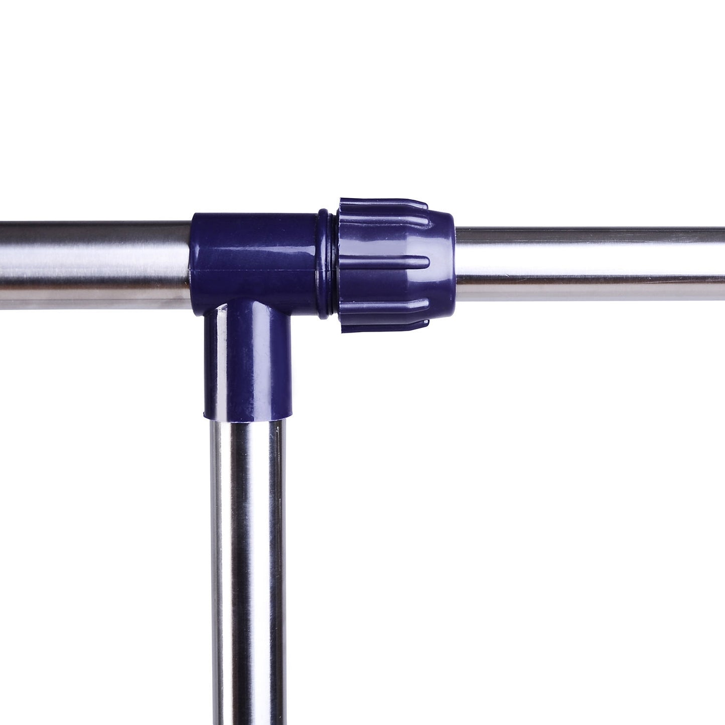 Adjustable clothes rack with wheels - stainless steel rail