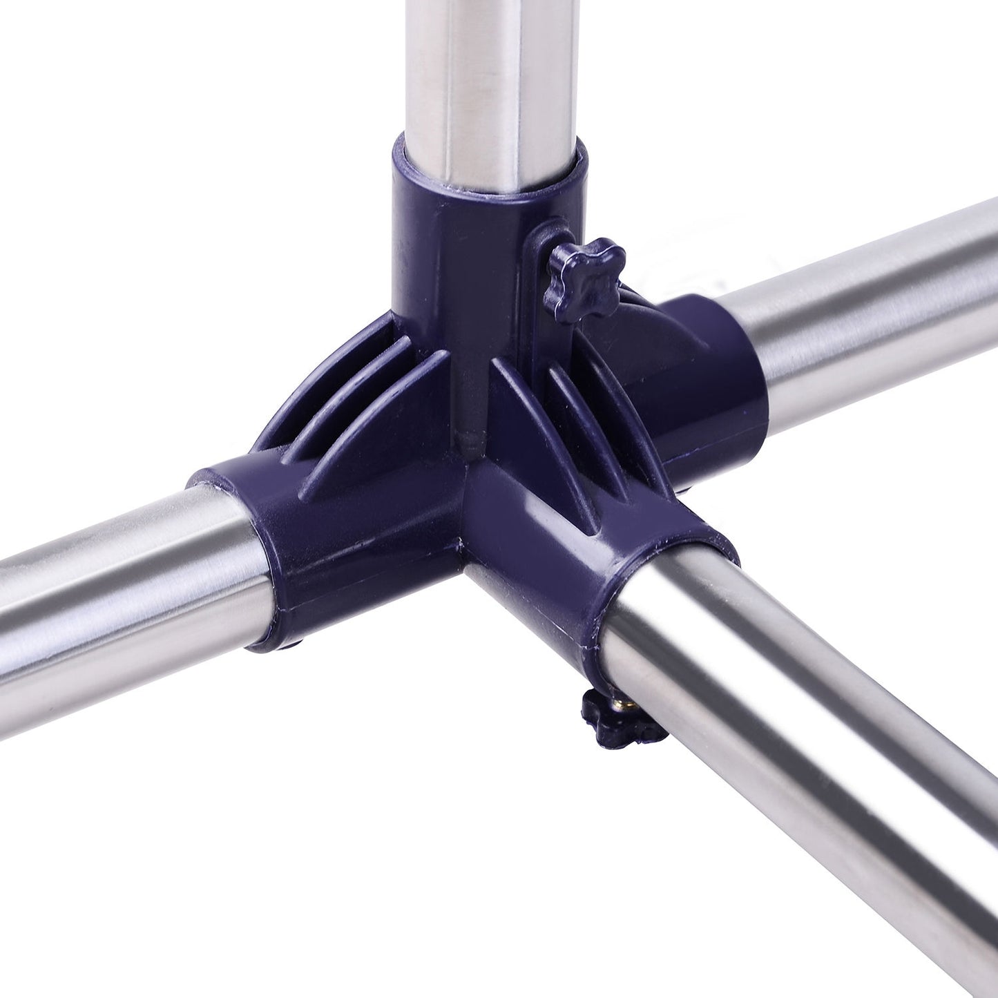 Adjustable clothes rack with wheels - stainless steel rail