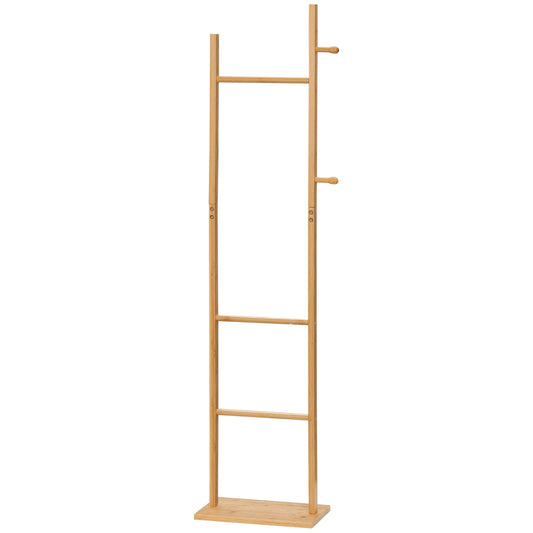Natural bamboo coat hanger - 2 hooks, 3 rods, 36x24x168 cm