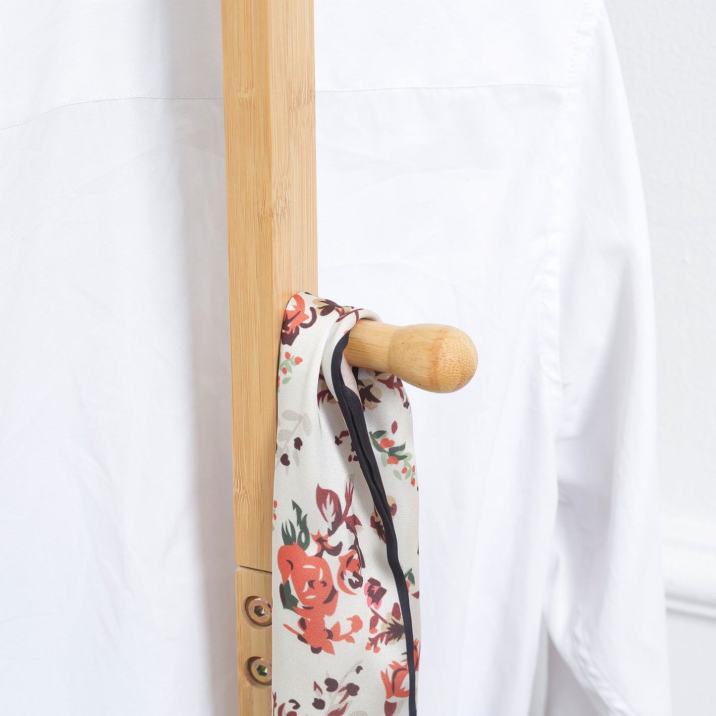 Natural bamboo coat hanger - 2 hooks, 3 rods, 36x24x168 cm