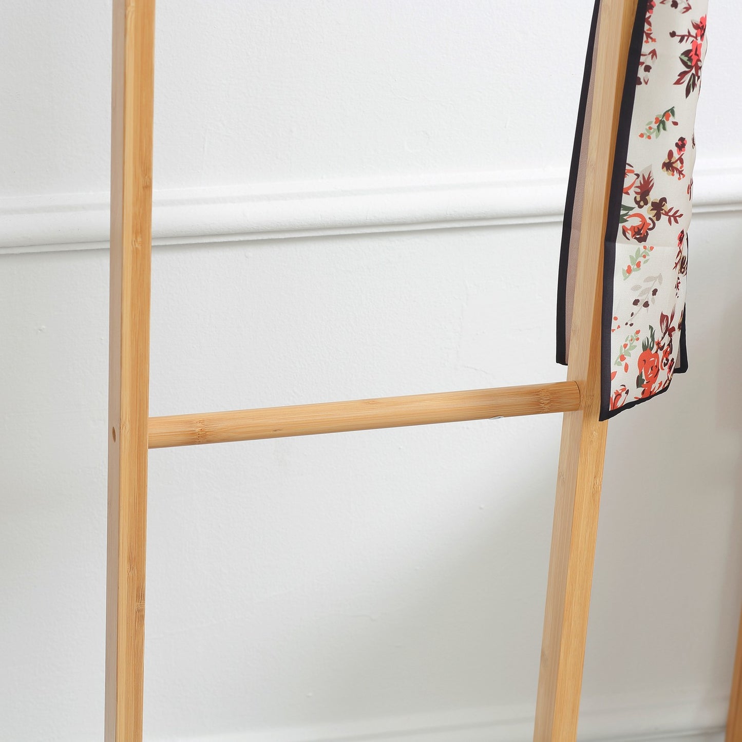 Natural bamboo coat hanger - 2 hooks, 3 rods, 36x24x168 cm