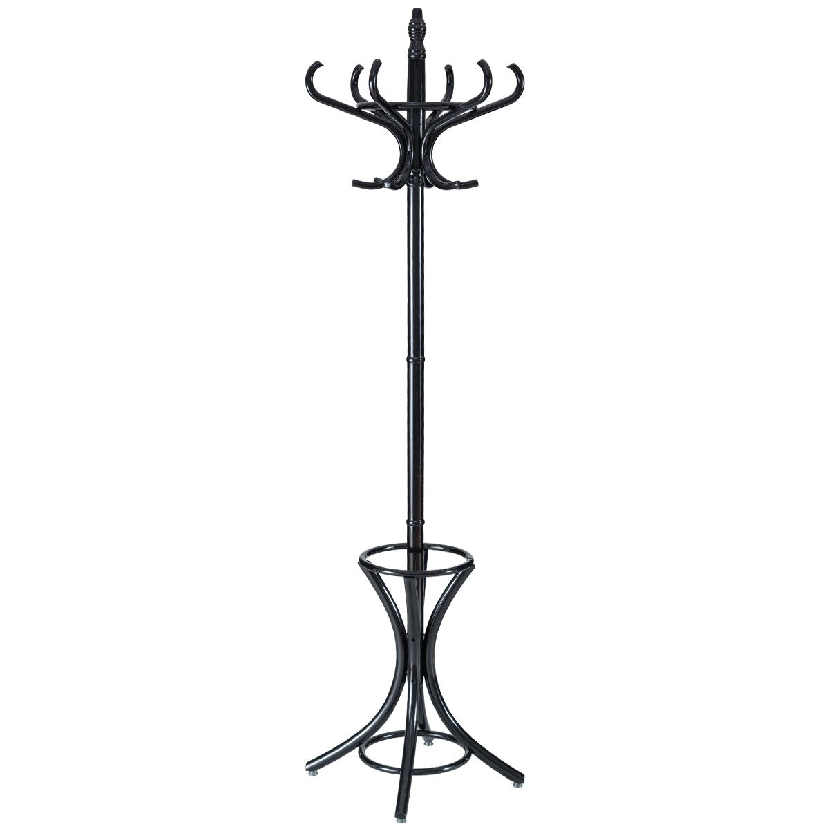 Coat rack coat rack jacket stand with umbrella stand 12 coat hooks-black