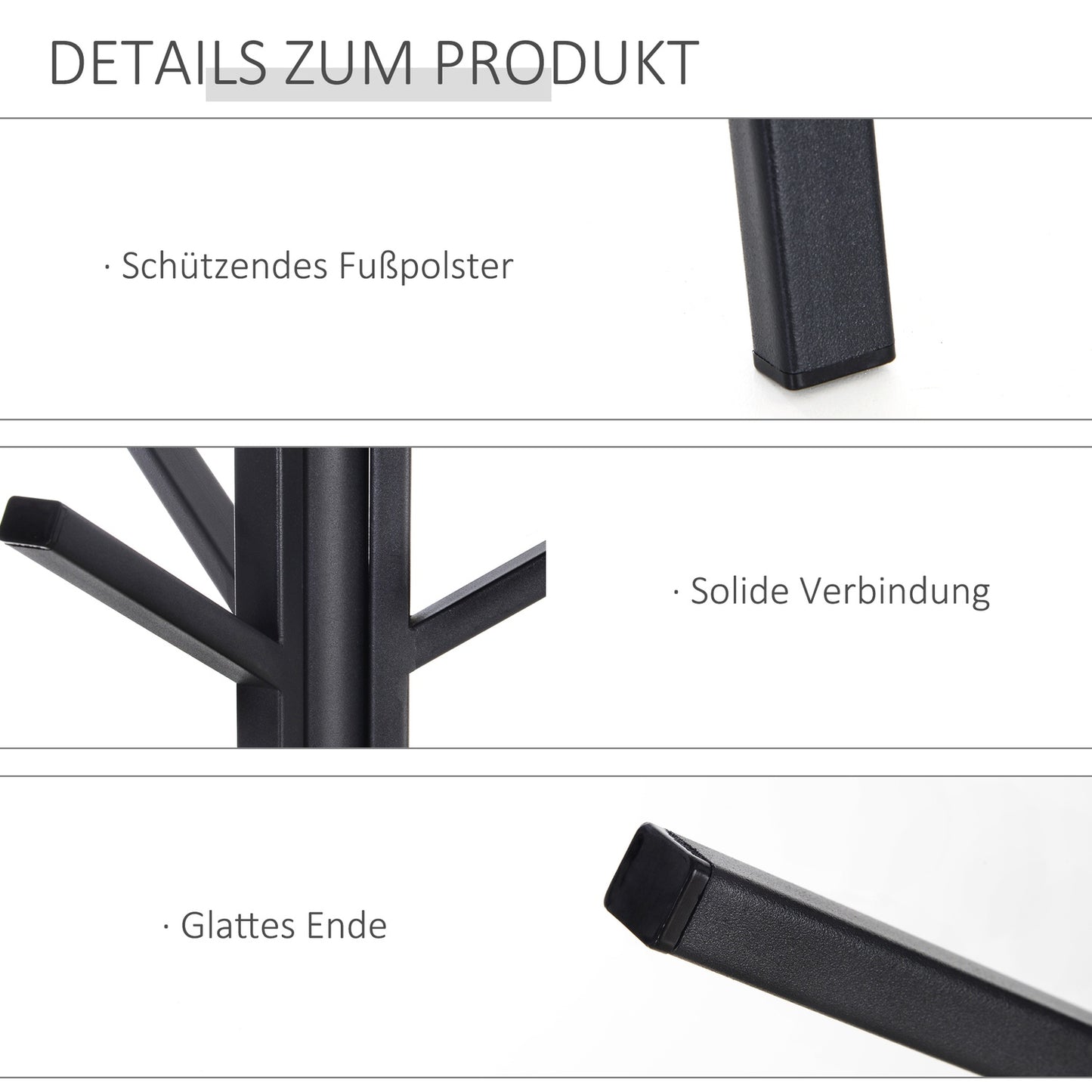 Clothes rack in brown metal with shelf - 8 hooks, 45x45x180cm