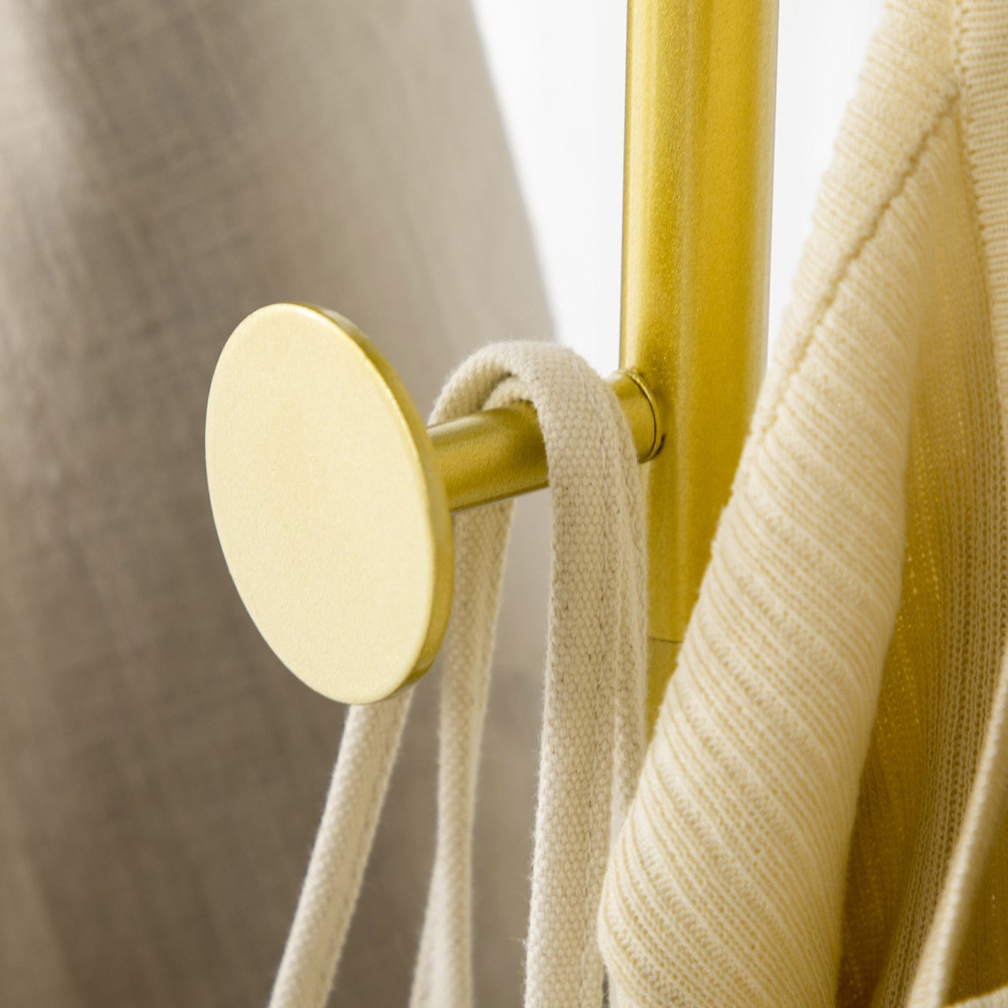 Clothes hanger with hooks, marble base - gold & black, 35x25x170 cm